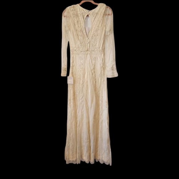 NWT - Lulus Luxe Bridal - White Beaded Long Sleeve Maxi Dress - Size Small - Picture 6 of 15